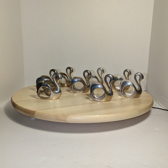 Vtg Silver Plated Swan Napkin Rings 8 - Picture 3 of 5